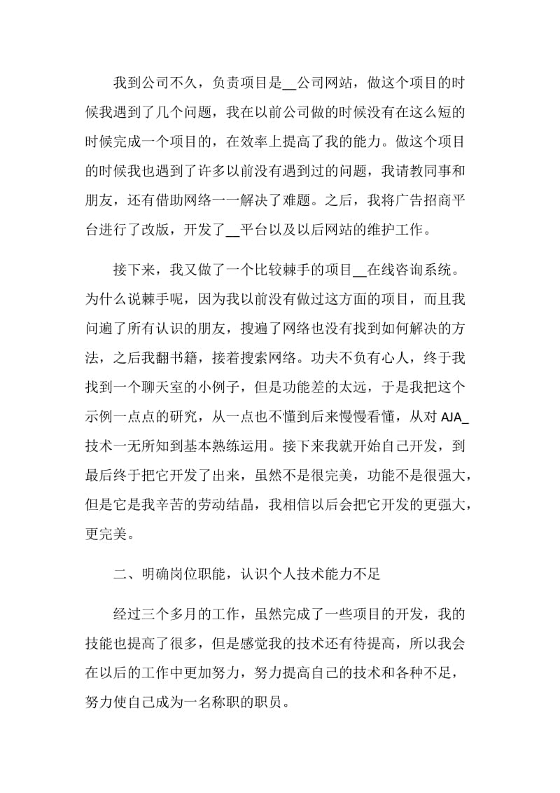 程序员试用期述职报告精选学习模板.doc_第2页