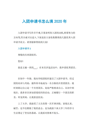 入团申请书怎么填2020年.doc