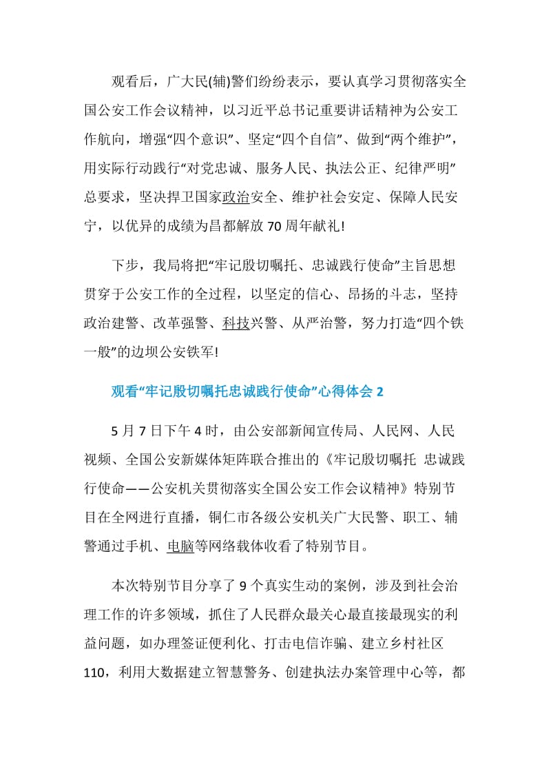 2020观看“牢记殷切嘱托忠诚践行使命”心得体会最新5篇.doc_第2页