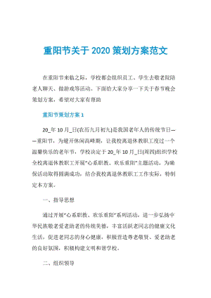 重阳节关于2020策划方案范文.doc