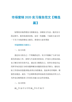 市场营销2020实习报告范文【精选篇】.doc