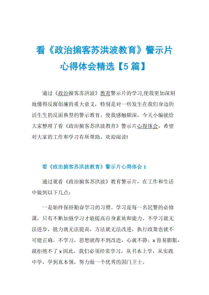 看《政治掮客苏洪波教育》警示片心得体会精选【5篇】.doc