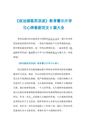 《政治掮客苏洪波》教育警示片学习心得最新范文5篇大全.doc