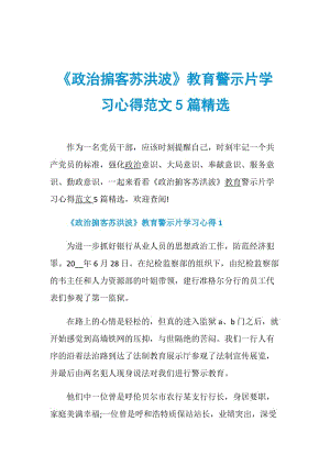 《政治掮客苏洪波》教育警示片学习心得范文5篇精选.doc