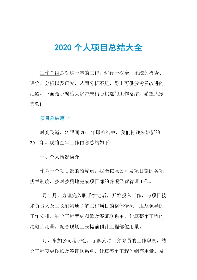 2020个人项目总结大全.doc_第1页