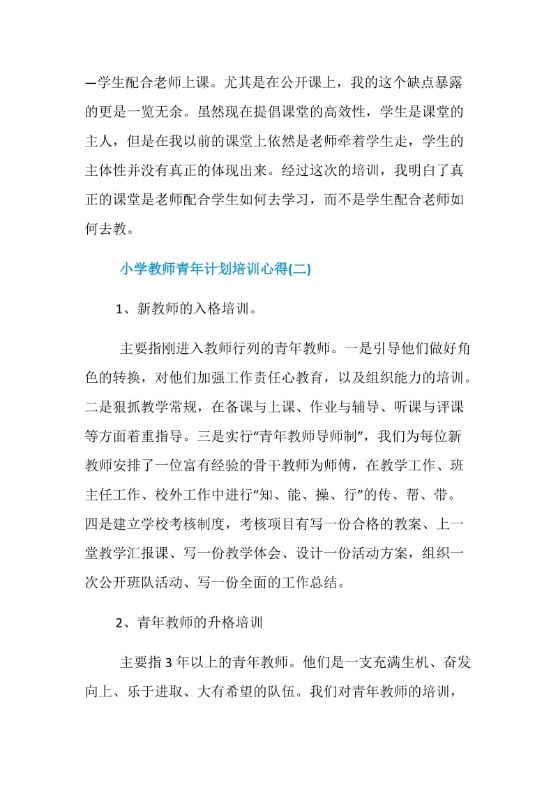 2019精选小学教师青年计划培训心得分享.doc_第3页