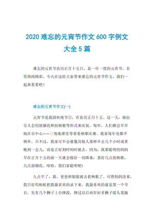 2020难忘的元宵节作文600字例文大全5篇-.doc