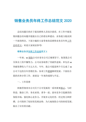 销售业务员年终工作总结范文2020.doc