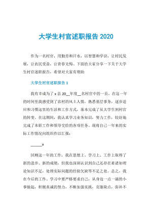 大学生村官述职报告2020.doc