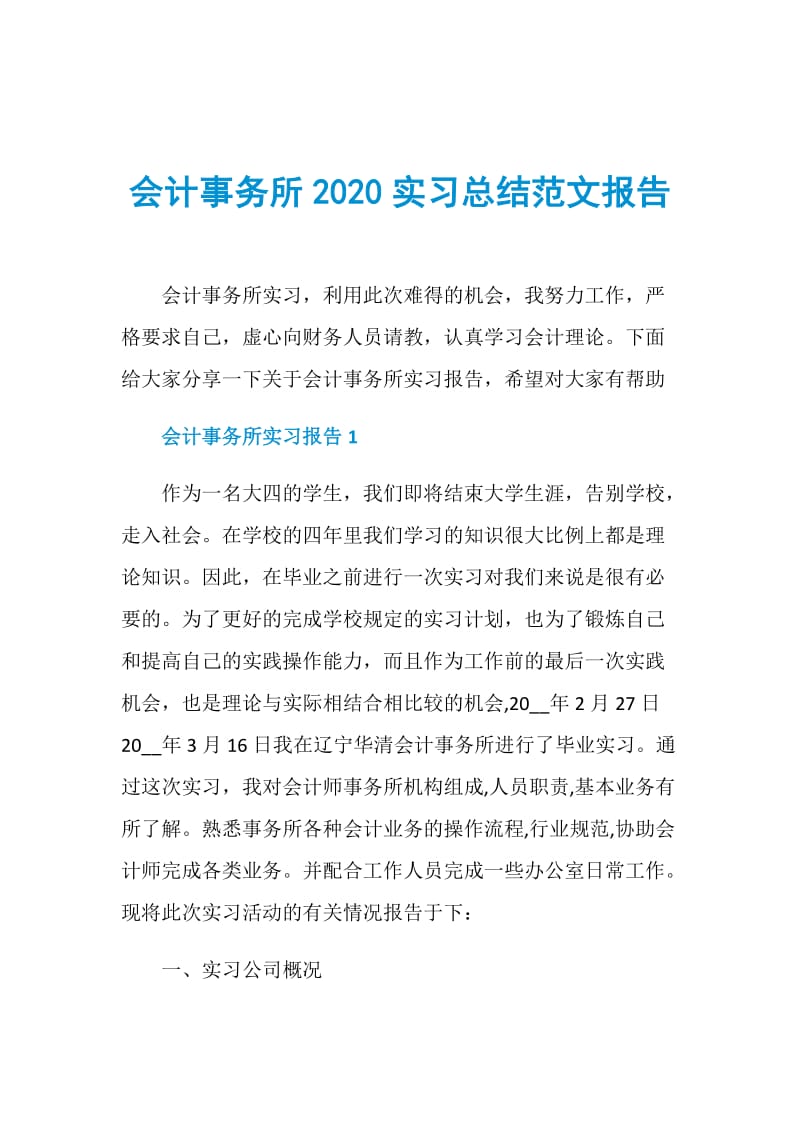 会计事务所2020实习总结范文报告.doc_第1页