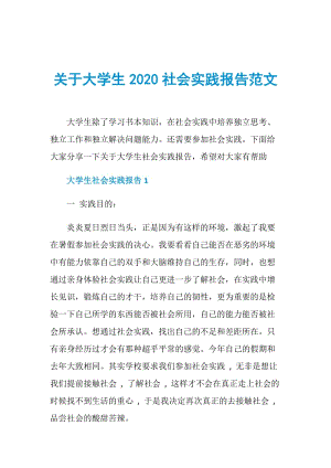 关于大学生2020社会实践报告范文.doc