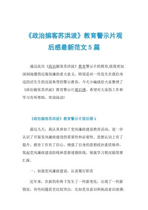 《政治掮客苏洪波》教育警示片观后感最新范文5篇.doc