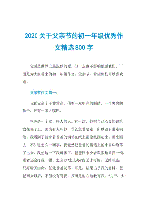 2020关于父亲节的初一年级优秀作文精选800字.doc