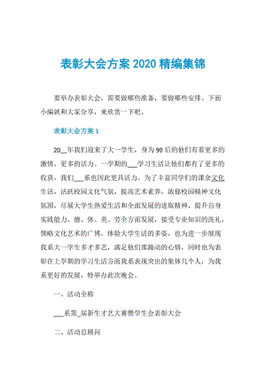 表彰大会方案2020精编集锦.doc