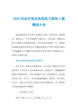 2020毕业外贸业务员实习报告5篇精选大全.doc