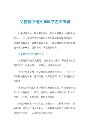 父爱初中作文800字左右五篇.doc