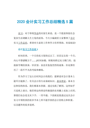 2020会计实习工作总结精选5篇.doc