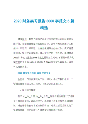 2020财务实习报告3000字范文5篇精选.doc