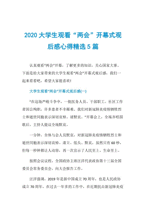 2020大学生观看“两会”开幕式观后感心得精选5篇.doc