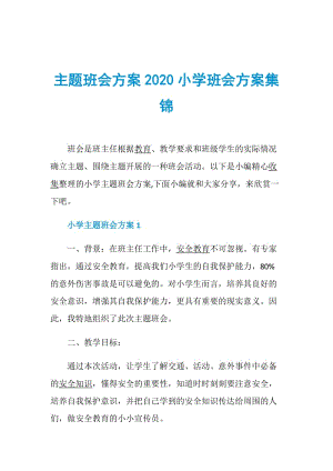 主题班会方案2020小学班会方案集锦.doc