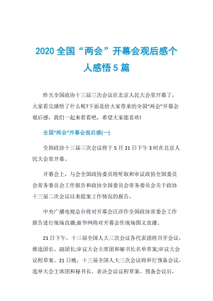 2020全国“两会”开幕会观后感个人感悟5篇.doc