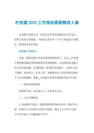 村党建2020工作报告最新精选5篇.doc