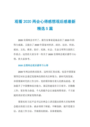 观看2020两会心得感想观后感最新精选5篇.doc