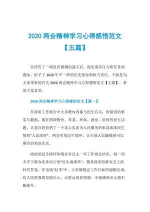 2020两会精神学习心得感悟范文【五篇】.doc