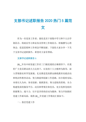 支部书记述职报告2020热门5篇范文.doc