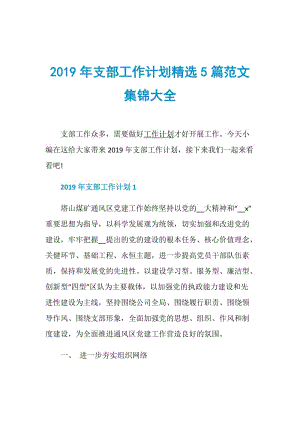 2019年支部工作计划精选5篇范文集锦大全.doc