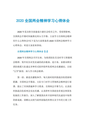 2020全国两会精神学习心得体会.doc