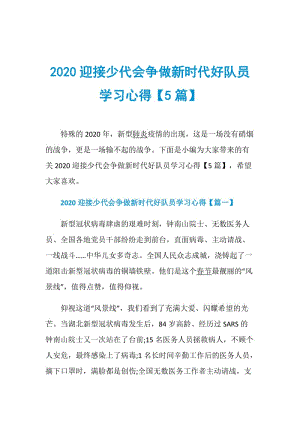 2020迎接少代会争做新时代好队员学习心得【5篇】.doc