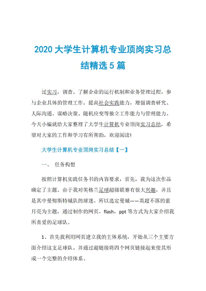 2020大学生计算机专业顶岗实习总结精选5篇.doc