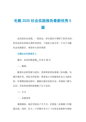 毛概2020社会实践报告最新优秀5篇.doc