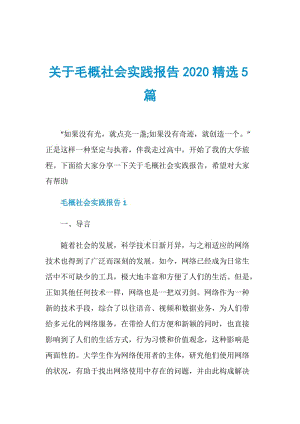 关于毛概社会实践报告2020精选5篇.doc