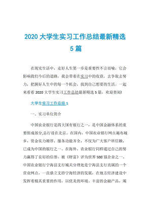 2020大学生实习工作总结最新精选5篇.doc