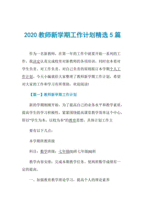 2020教师新学期工作计划精选5篇.doc