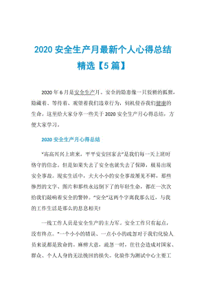 2020安全生产月最新个人心得总结精选【5篇】.doc