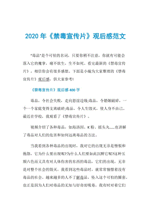 2020年《禁毒宣传片》观后感范文.doc