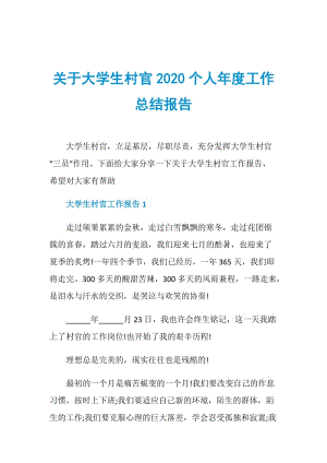 关于大学生村官2020个人年度工作总结报告.doc