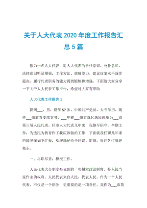 关于人大代表2020年度工作报告汇总5篇.doc