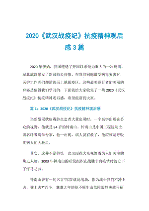 2020《武汉战疫纪》抗疫精神观后感3篇.doc