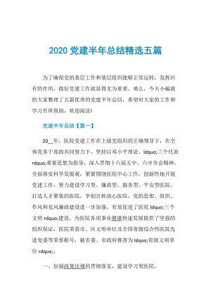 2020党建半年总结精选五篇.doc