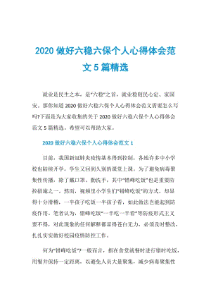 2020做好六稳六保个人心得体会范文5篇精选.doc