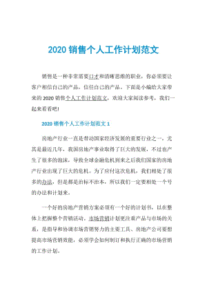 2020销售个人工作计划范文.doc