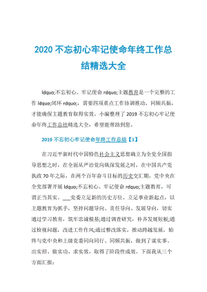 2020不忘初心牢记使命年终工作总结精选大全.doc