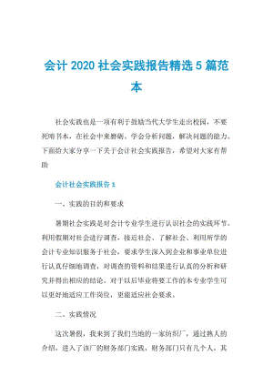 会计2020社会实践报告精选5篇范本.doc