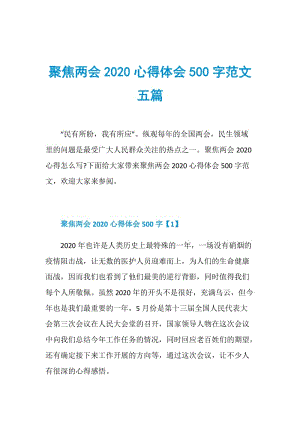 聚焦两会2020心得体会500字范文五篇.doc