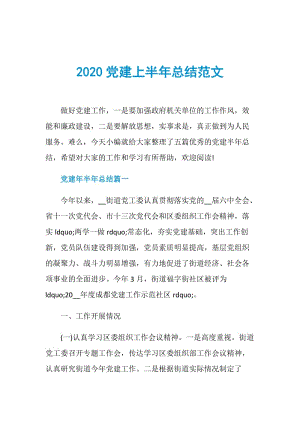 2020党建上半年总结范文.doc