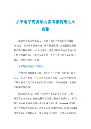 关于电子商务毕业实习报告范文大合集.doc